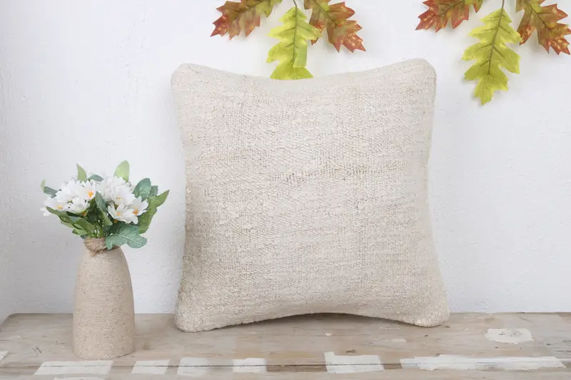 Pillow for Couch, Cushion Cover, Ethnical Kilim Rug Pillow, Pattern Throw Pillow Sham, Kilim Pillow, Cozy Throw Cushion, 14x14 White Cushion Cover - 2