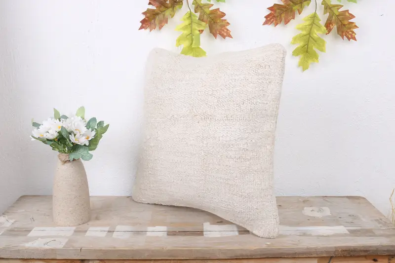 Pillow for Couch, Cushion Cover, Ethnical Kilim Rug Pillow, Pattern Throw Pillow Sham, Kilim Pillow, Cozy Throw Cushion, 14x14 White Cushion Cover - 4