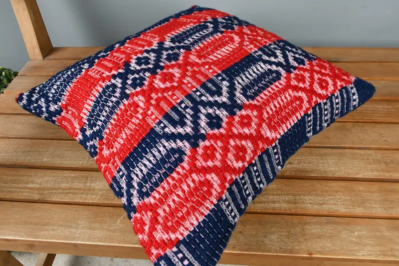 Ikat Cushion, Ikat Pillow, Cushion, Ethnical Kilim Rug Pillow, Muted Cushion, Vintage Kilim Pillow, Boho Pillow, 16x16 Red Pillow - 2
