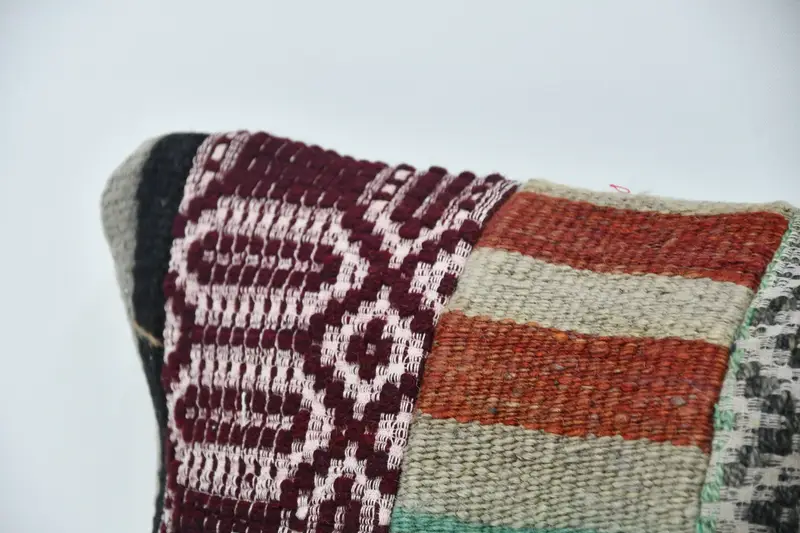 Bolster Cushion Case, Kilim Pillow, Cotton Cushion Cover, 12x48 Red Cushion Case, Ethnical Kilim Rug Pillow, Boho Pillow, Cushion Cover - 2
