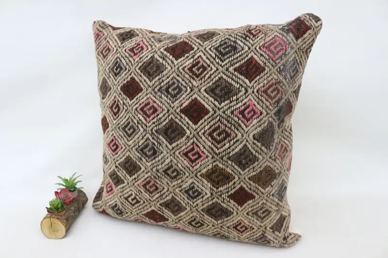 Turkish Bench Pillow Case, Turkish Pillow, 28x28 Beige Cushion Cover, Cushion Case, Turkish Kilim Pillow, Natural Cushion, Pillow for Sofa - 5