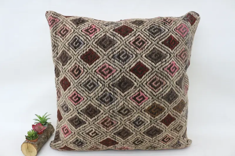 Turkish Bench Pillow Case, Turkish Pillow, 28x28 Beige Cushion Cover, Cushion Case, Turkish Kilim Pillow, Natural Cushion, Pillow for Sofa - 4