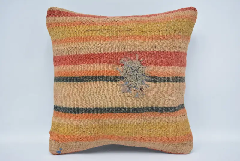 12x12 Beige Pillow Case, Pillow Sham, Retro Throw Pillow Case, Vintage Kilim Pillow, Indoor Pillow Cover, Pillow for Sofa, Ethnical Kilim Rug Pillow - 1