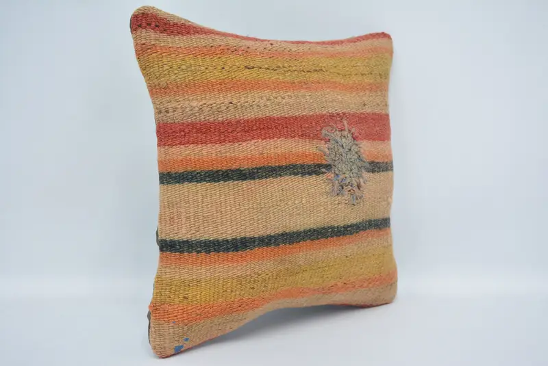 12x12 Beige Pillow Case, Pillow Sham, Retro Throw Pillow Case, Vintage Kilim Pillow, Indoor Pillow Cover, Pillow for Sofa, Ethnical Kilim Rug Pillow - 3