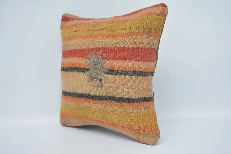 12x12 Beige Pillow Case, Pillow Sham, Retro Throw Pillow Case, Vintage Kilim Pillow, Indoor Pillow Cover, Pillow for Sofa, Ethnical Kilim Rug Pillow - 4