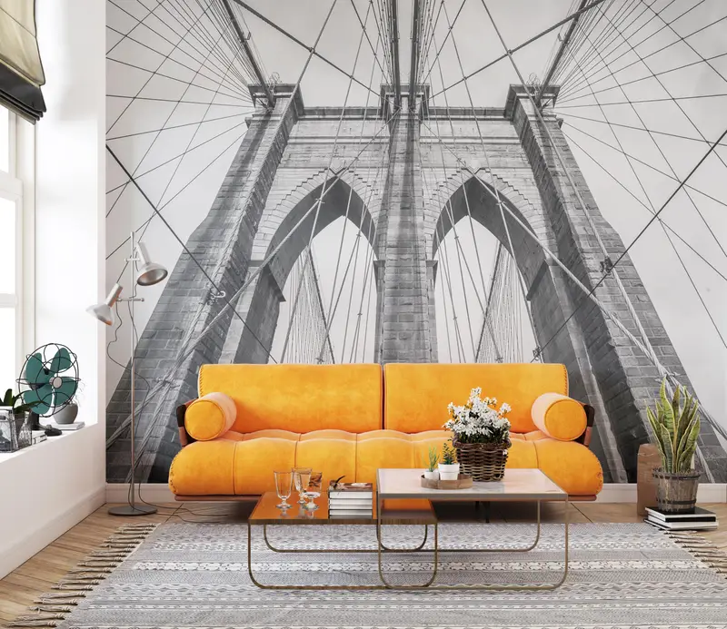 Brooklyn Bridge Wallpaper, New York Mural, Landscape Wall Poster, Gift For The Home, Bridge Wall Paper, Wallpaper Panels, - 4