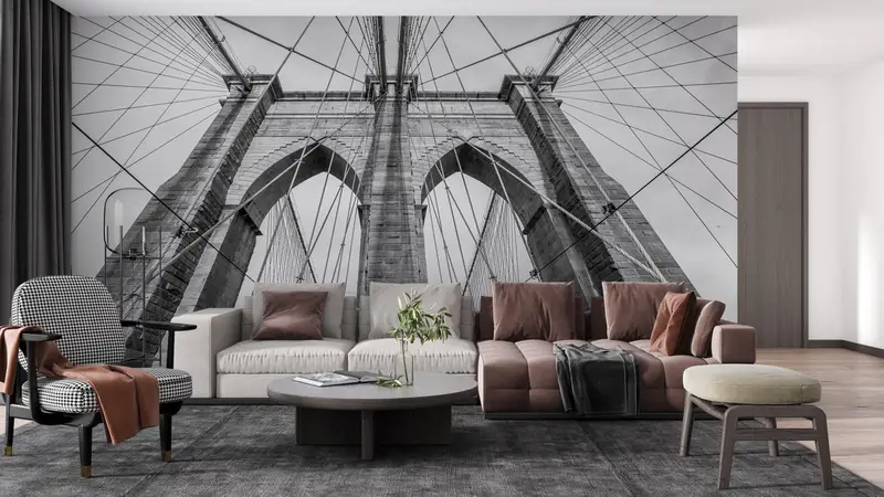 Brooklyn Bridge Wallpaper, New York Mural, Landscape Wall Poster, Gift For The Home, Bridge Wall Paper, Wallpaper Panels, - 7