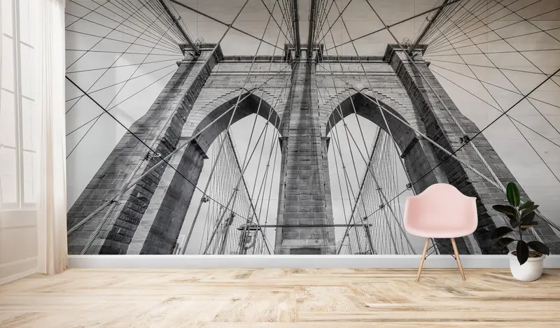Brooklyn Bridge Wallpaper, New York Mural, Landscape Wall Poster, Gift For The Home, Bridge Wall Paper, Wallpaper Panels, - 2