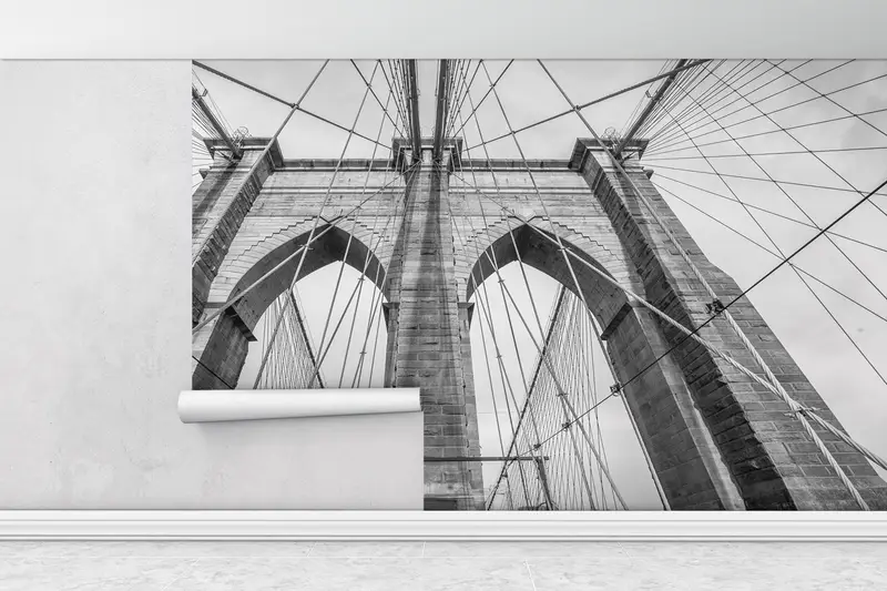 Brooklyn Bridge Wallpaper, New York Mural, Landscape Wall Poster, Gift For The Home, Bridge Wall Paper, Wallpaper Panels, - 1