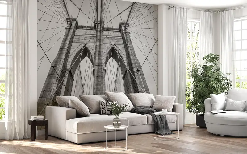 Brooklyn Bridge Wallpaper, New York Mural, Landscape Wall Poster, Gift For The Home, Bridge Wall Paper, Wallpaper Panels, - 6