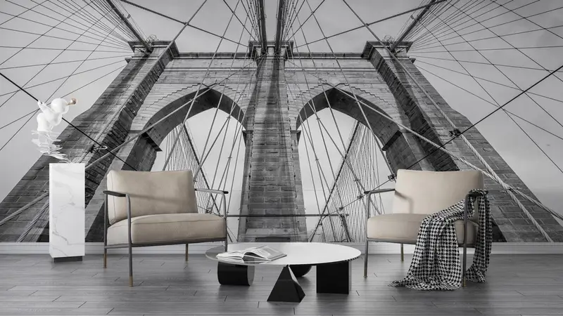 Brooklyn Bridge Wallpaper, New York Mural, Landscape Wall Poster, Gift For The Home, Bridge Wall Paper, Wallpaper Panels, - 3