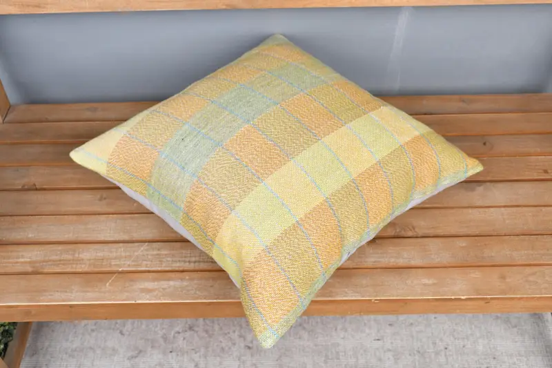 Throw Kilim Pillow, Cushion Cover, Antique Pillows, 20x20 Yellow Pillow Sham, Kilim Pillow Cover, Ethnic Throw Pillow Sham - 2