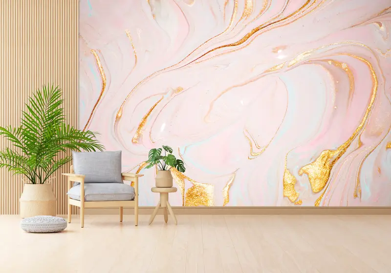 Zarif Baskılı Duvar Kağıdı: Lüks Mermer, Yumuşak Tonlar, Çağdaş Tasarım