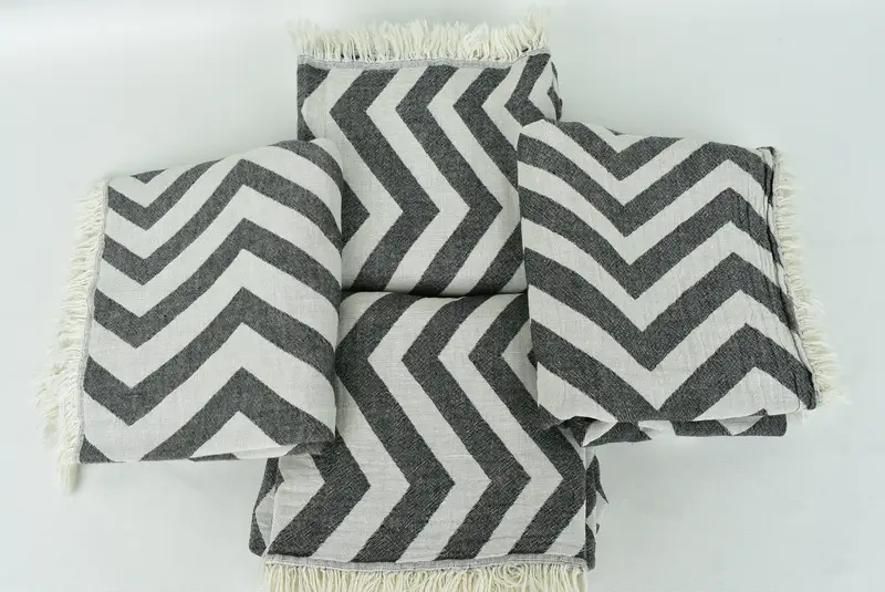 Embroidery Towels, 70x40 Cotton Zigzag Design Towel, Bath towel, Guest Towel, Sand-resistant Turkish towel for travel, Custom Gift, Best Beach Towel - 8