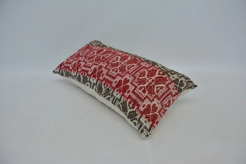 Red & Brown Geometric Throw Pillow, 12x24 Inches Size Pillow - 6