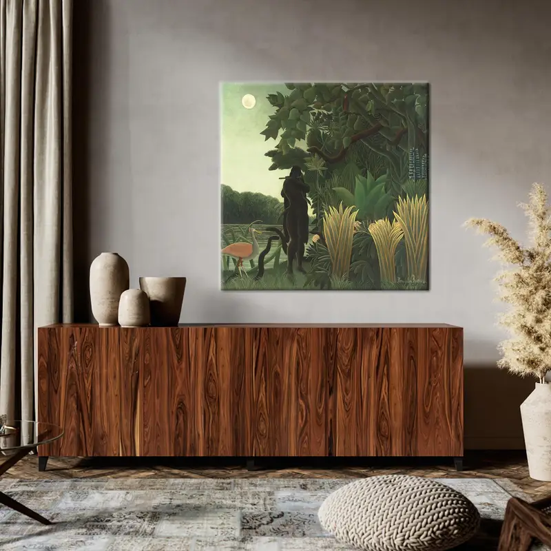 魅惑的なジャングル キャンバス: アンリ・ルソーによる抽象的なヘビアート