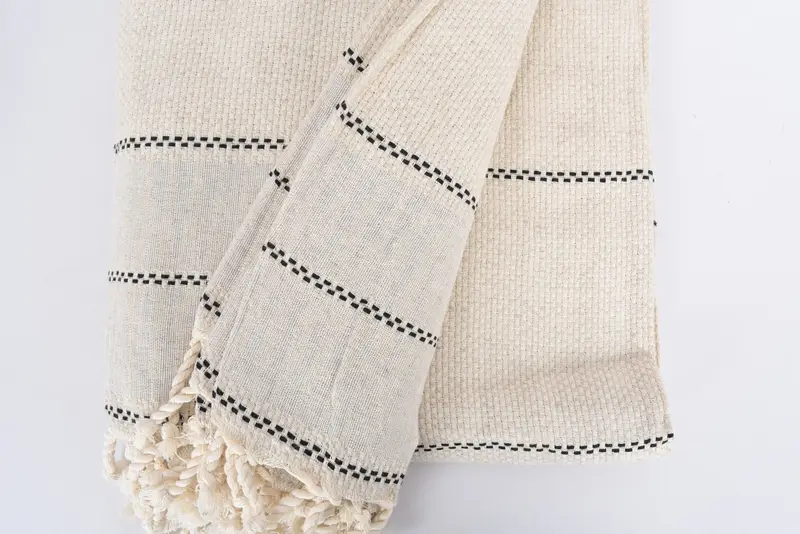 Custom Wedding Gift From Bridesmaid, Bachelorette Gifts, Bridal Shower Gift, Personalize Gift, 104x96 Linen Striped Towel, Woven Blanket - 8