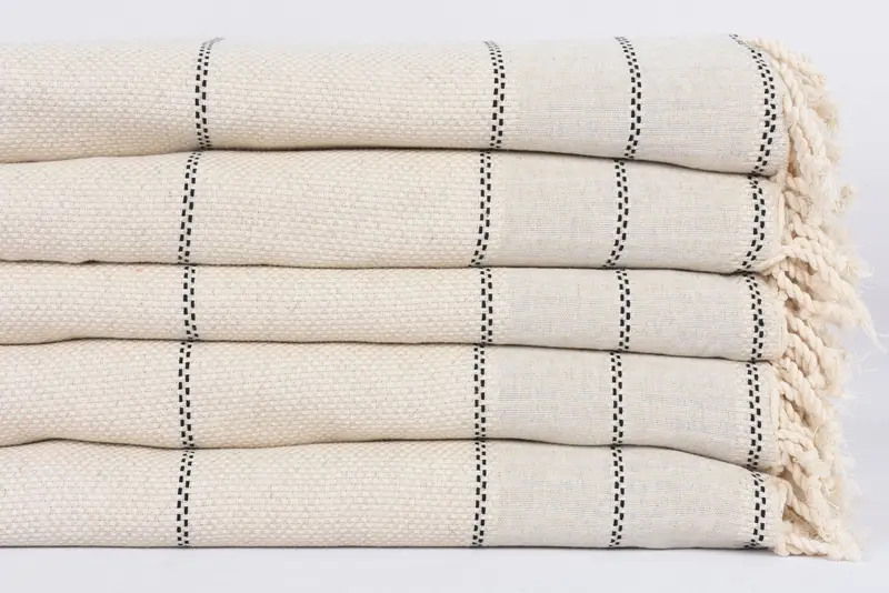 Custom Wedding Gift From Bridesmaid, Bachelorette Gifts, Bridal Shower Gift, Personalize Gift, 104x96 Linen Striped Towel, Woven Blanket - 3