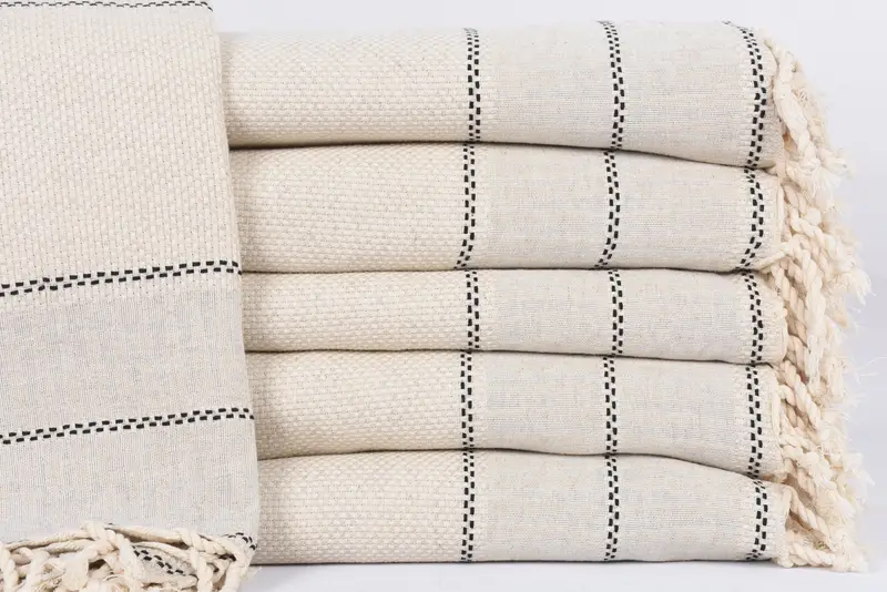Custom Wedding Gift From Bridesmaid, Bachelorette Gifts, Bridal Shower Gift, Personalize Gift, 104x96 Linen Striped Towel, Woven Blanket - 1