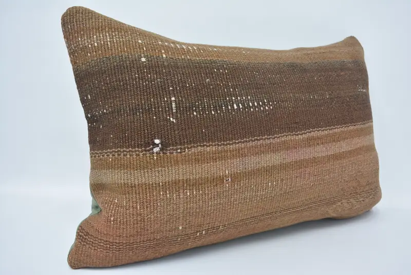 Vintage Kilim Pillow, Nomadic Pillow, Ethnical Kilim Rug Pillow, Boho Chic Pillow Case, Pillow, Gift Pillow, 16x24 Brown Pillow Sham - 3