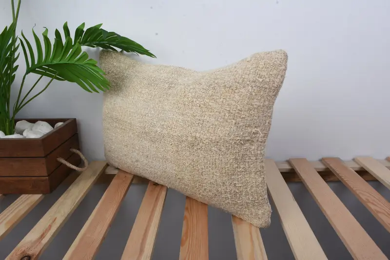 Cushion Cover, Kilim Pillow Cover, 12x20 Beige Cushion, Customized Cushion Cover, Antique Pillows, Vintage Kilim Throw Pillow - 5