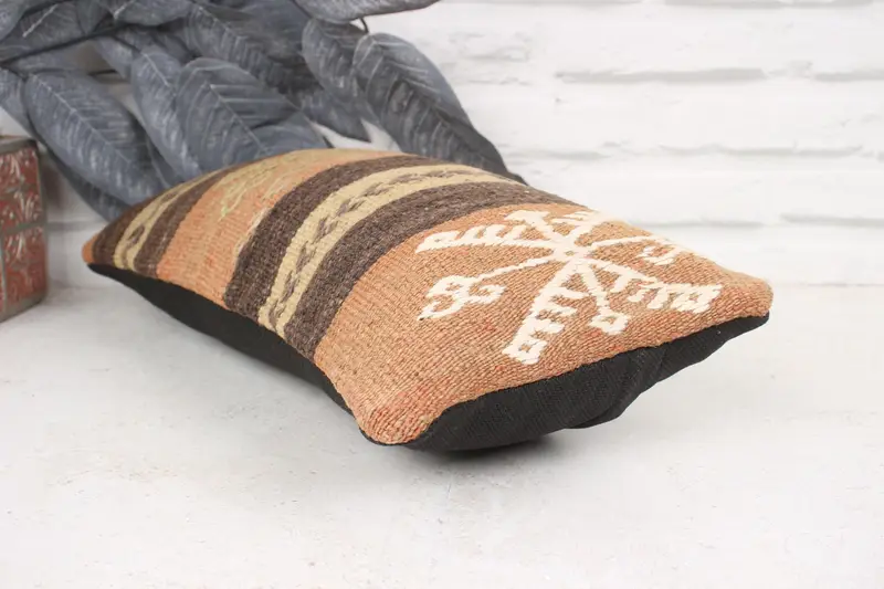 Gift Pillow, Kilim Cushion Sham, Cushion Case, Vintage Pillow, Neutral Cushion, 8x16 Orange Pillow, Couch Cushion Case, Pet Pillow - 6
