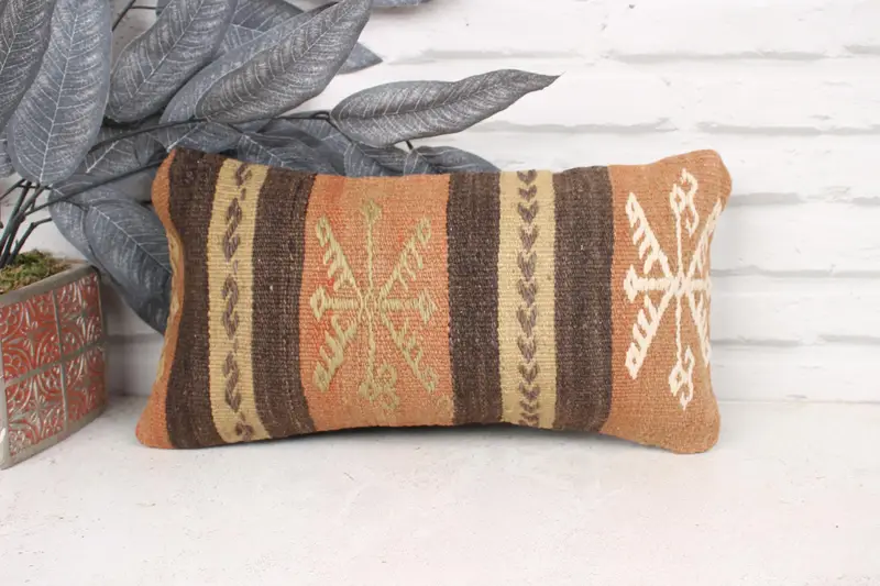 Gift Pillow, Kilim Cushion Sham, Cushion Case, Vintage Pillow, Neutral Cushion, 8x16 Orange Pillow, Couch Cushion Case, Pet Pillow - 1