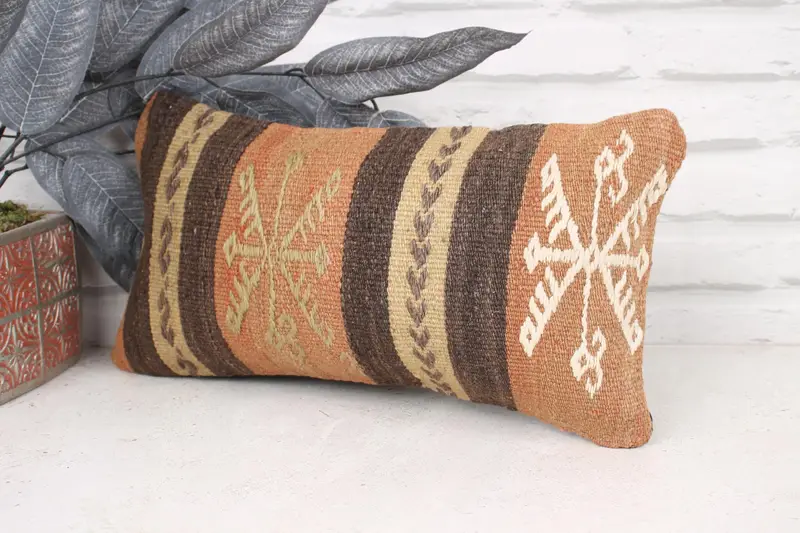 Gift Pillow, Kilim Cushion Sham, Cushion Case, Vintage Pillow, Neutral Cushion, 8x16 Orange Pillow, Couch Cushion Case, Pet Pillow - 4