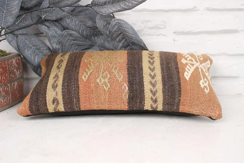 Gift Pillow, Kilim Cushion Sham, Cushion Case, Vintage Pillow, Neutral Cushion, 8x16 Orange Pillow, Couch Cushion Case, Pet Pillow - 5