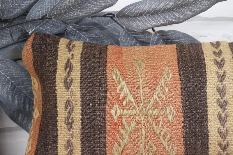 Gift Pillow, Kilim Cushion Sham, Cushion Case, Vintage Pillow, Neutral Cushion, 8x16 Orange Pillow, Couch Cushion Case, Pet Pillow - 2