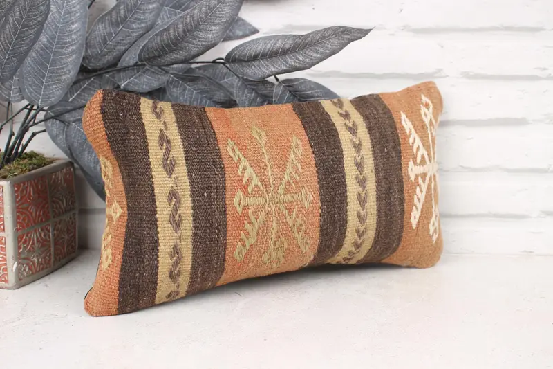 Gift Pillow, Kilim Cushion Sham, Cushion Case, Vintage Pillow, Neutral Cushion, 8x16 Orange Pillow, Couch Cushion Case, Pet Pillow - 3