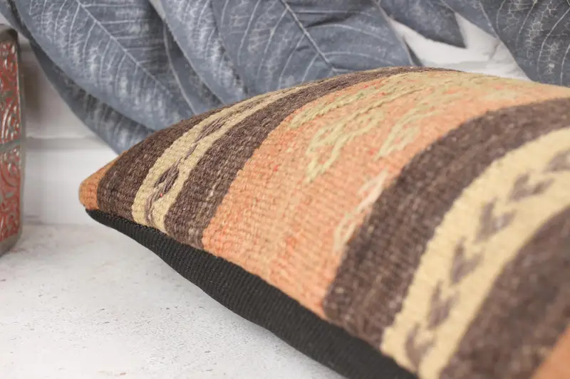 Gift Pillow, Kilim Cushion Sham, Cushion Case, Vintage Pillow, Neutral Cushion, 8x16 Orange Pillow, Couch Cushion Case, Pet Pillow - 7