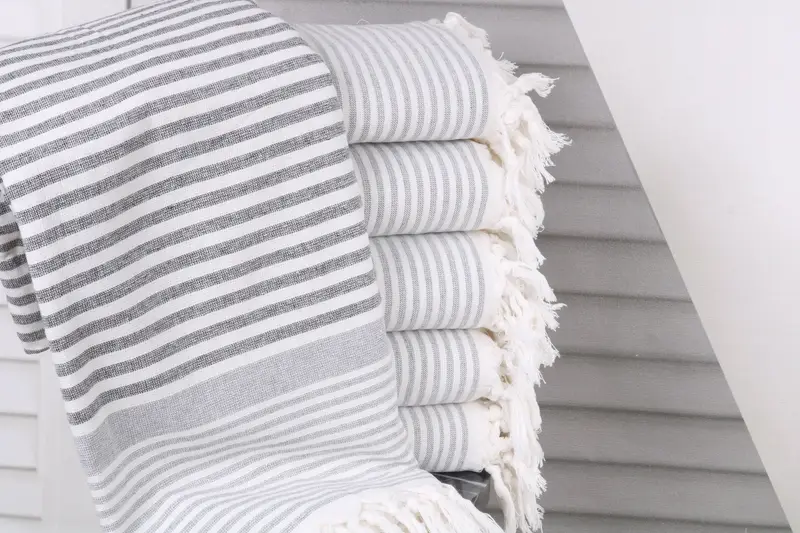 Rustic Wedding Gift Black Striped Terry Towel, 40x67 Inches