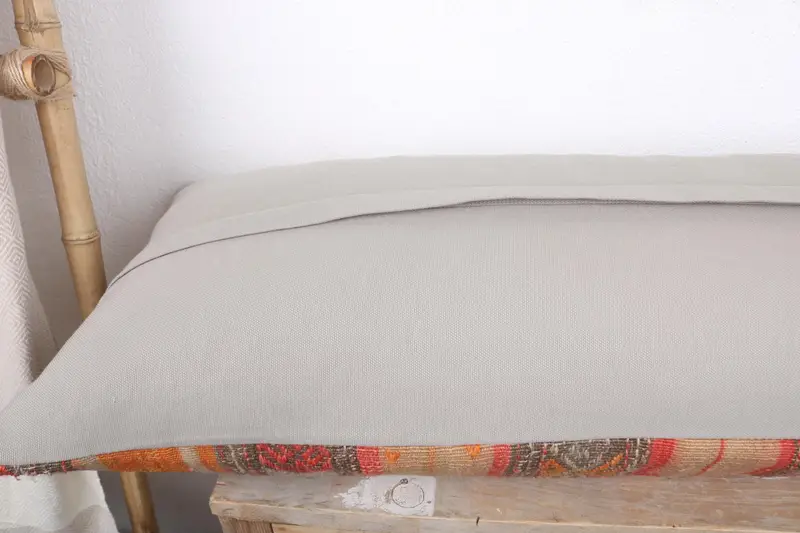 Kilim Cushion Sham, Home Decor Pillow, Pillow, 16x48 Orange Pillow Sham, Gift Pillow, Southwestern Pillow Sham, Decorative Bolster Cushion - 6