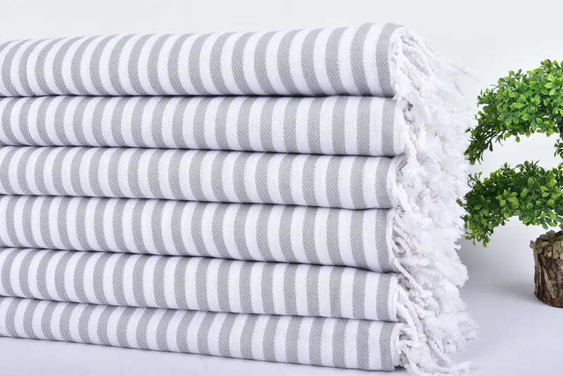 Organic Throw, Woven Blanket, Bachelorette Party Favors, 104x76 Cotton Striped Towel, Organic Beach Blanket, Throw Blanket, Best Friend Gift Ideas - 3