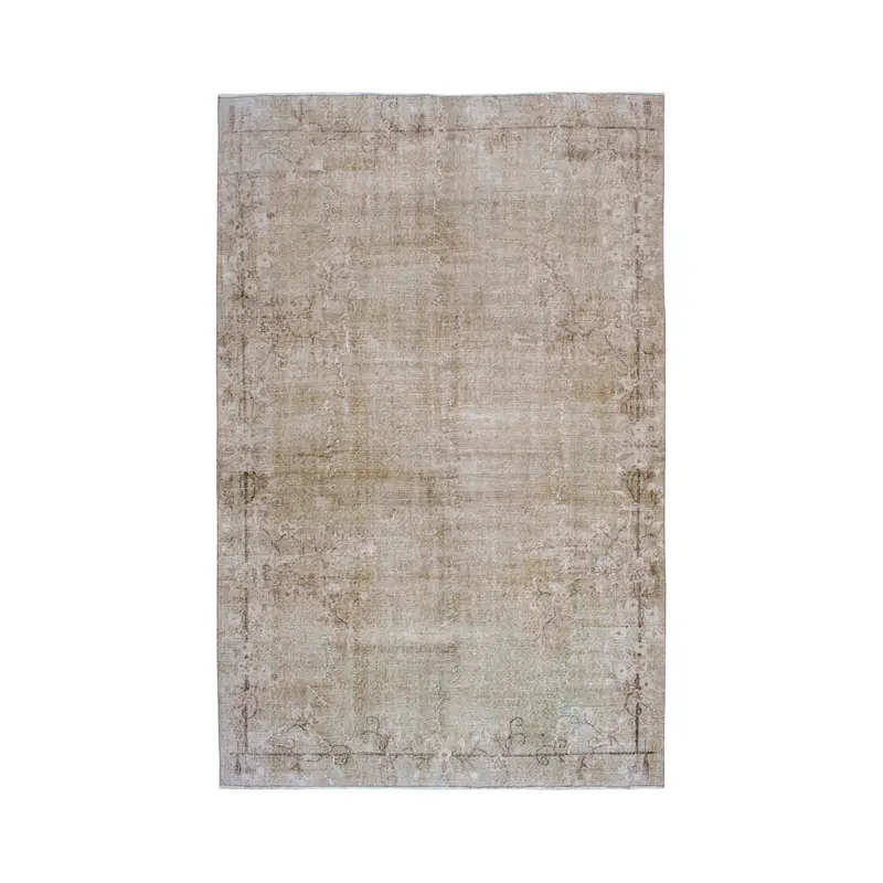 Turkish Rug, 6.5x10.2 ft Vintage Rug, Brown Gray Check Wool Rug - 1