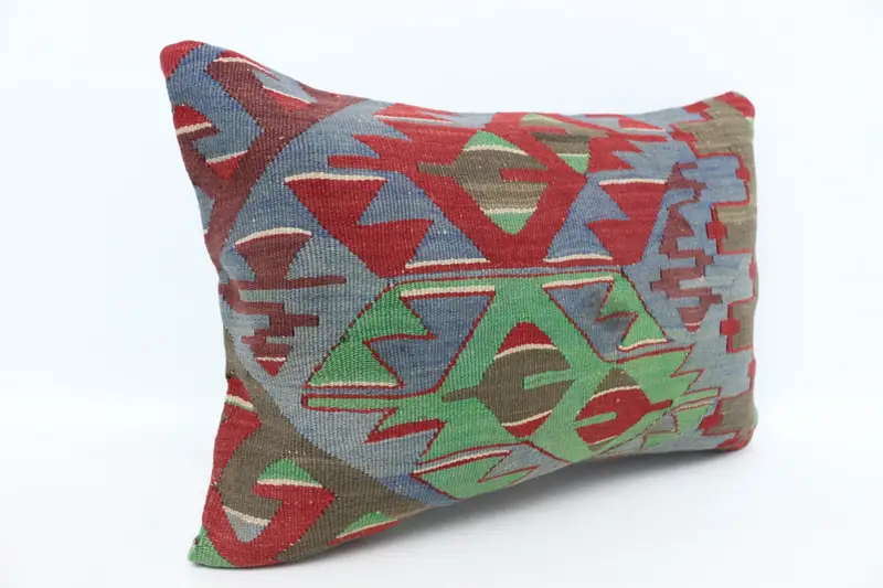 Vintage Kilim Throw Pillow, Vintage Pillow, Turkish Corner Cushion Cover, 16x24 Blue Cushion Case, Cushion, Vintage Kilim Pillow - 3
