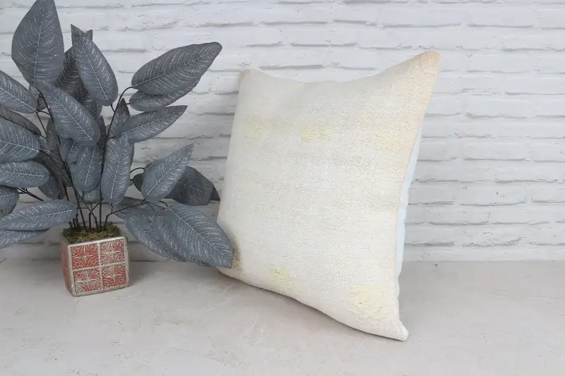 20x20 White Cushion, Vintage Pillow, Boho Throw Pillow Cover, Pillow for Sofa, Vintage Kilim Throw Pillow, Bolster Cushion Case, Cushion - 5