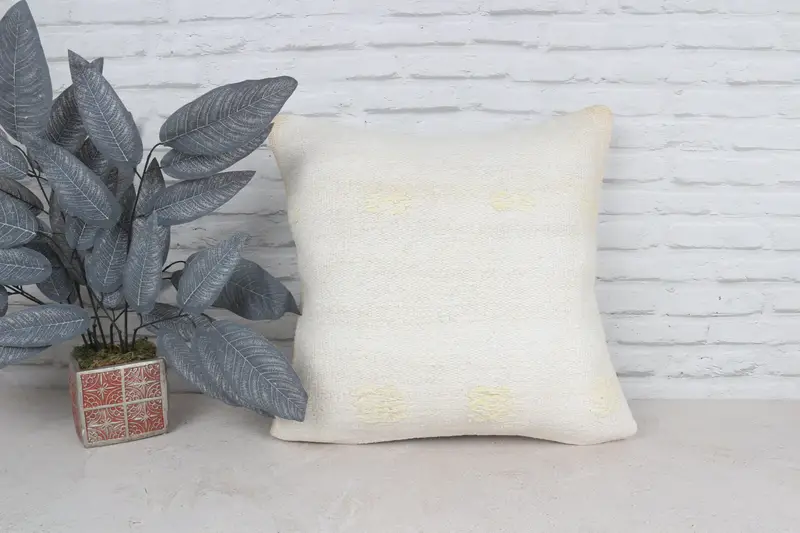 20x20 White Cushion, Vintage Pillow, Boho Throw Pillow Cover, Pillow for Sofa, Vintage Kilim Throw Pillow, Bolster Cushion Case, Cushion - 1