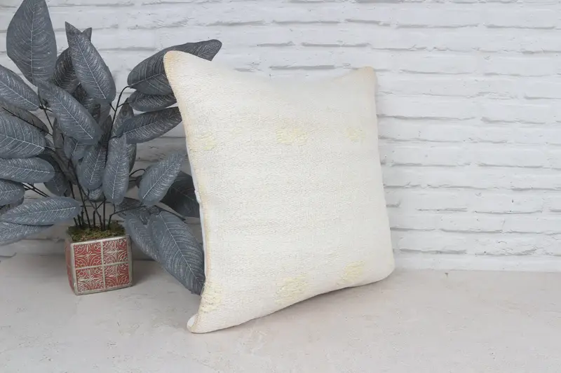 20x20 White Cushion, Vintage Pillow, Boho Throw Pillow Cover, Pillow for Sofa, Vintage Kilim Throw Pillow, Bolster Cushion Case, Cushion - 4