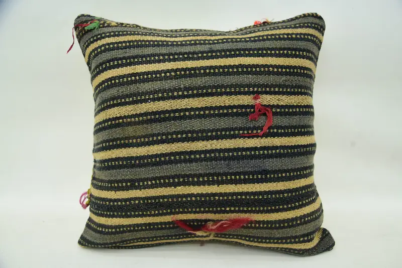 Home Refresh Throw Striped Euro Sham, 16x16 inch Antique Beige Contemporary Cushion - 1