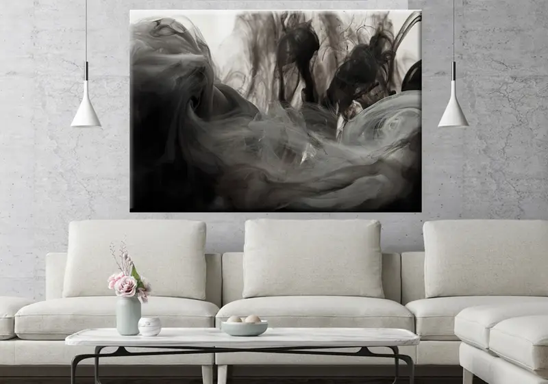 Abstract Canvas Decor, Black And White Canvas, Landscape Wall Art, Smoke Canvas, Wall Art Canvas,Abstract Marble Art, Abstract Canvas Table - 1