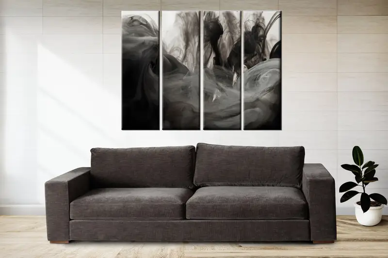 Abstract Canvas Decor, Black And White Canvas, Landscape Wall Art, Smoke Canvas, Wall Art Canvas,Abstract Marble Art, Abstract Canvas Table - 3