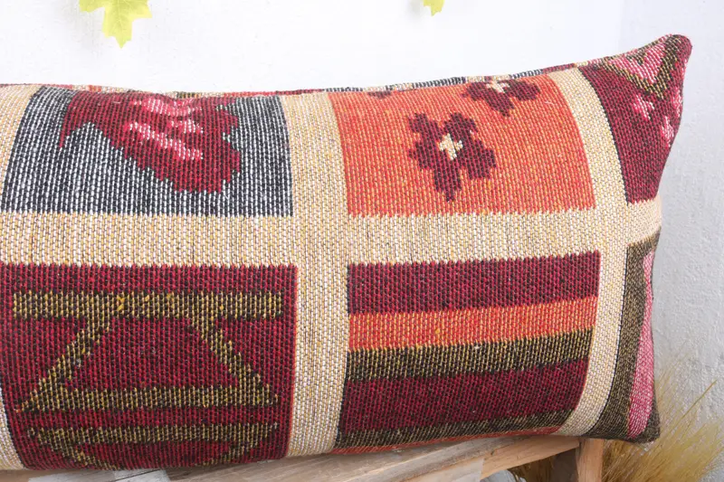 Gift Pillow, Kilim Pillow, Ethnical Kilim Rug Pillow, Oriental Cushion Case, Pattern Throw Cushion Case, 16x36 Beige Pillow Case, Pillow - 5