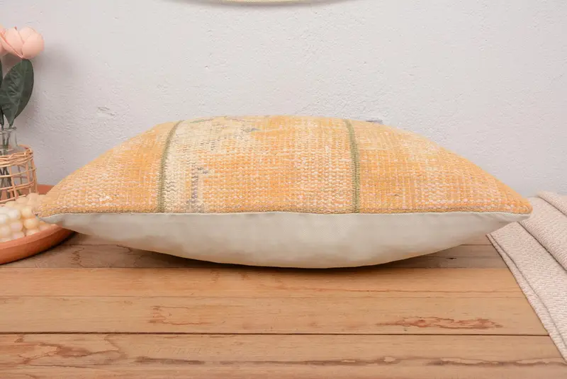 Orange & Green Embroidered Patchwork Pillow, 16x24 Inches Rectangle Throw Pillow - 5