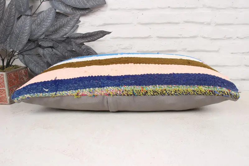 12x24 Blue Cushion Cover, Meditation Cushion, Pillow for Couch, Bolster Cushion, Throw Kilim Pillow, Cushion Case, Pillow for Sofa - 5