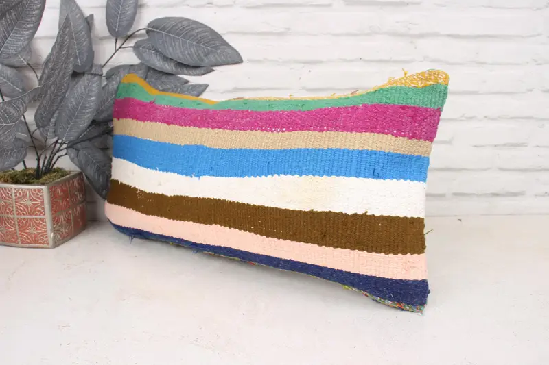 12x24 Blue Cushion Cover, Meditation Cushion, Pillow for Couch, Bolster Cushion, Throw Kilim Pillow, Cushion Case, Pillow for Sofa - 4