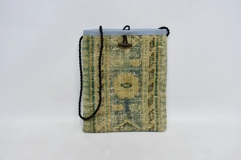 Ayarlanabilir Askılı, Vintage Motifli Yün Çapraz Çanta, Rave Stili Kilim Çanta