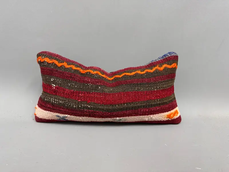 Kilim Pillow, Oriental Cushion Case, Boho Chic Pillow Case, Home Decor Pillow, 8x16 Red Pillow, Cushion, Ethnical Kilim Rug Pillow - 1