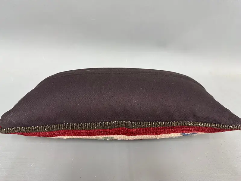 Kilim Pillow, Oriental Cushion Case, Boho Chic Pillow Case, Home Decor Pillow, 8x16 Red Pillow, Cushion, Ethnical Kilim Rug Pillow - 7